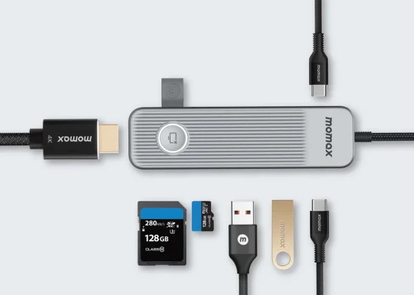 momax 1-Link USB-C Hub 7-in-1 - Gray - Image 2